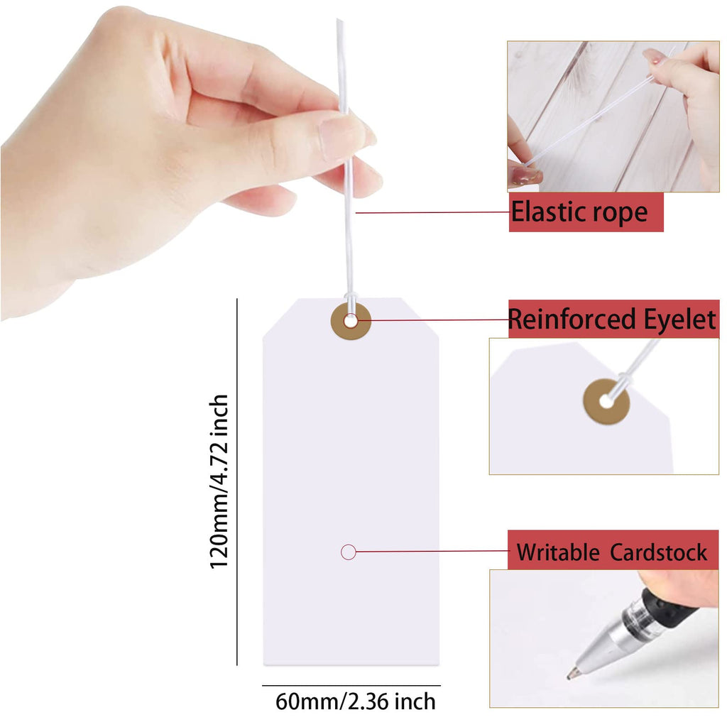 White Tags with String Attached,200 Pcs Large Marking Tags Paper White 200