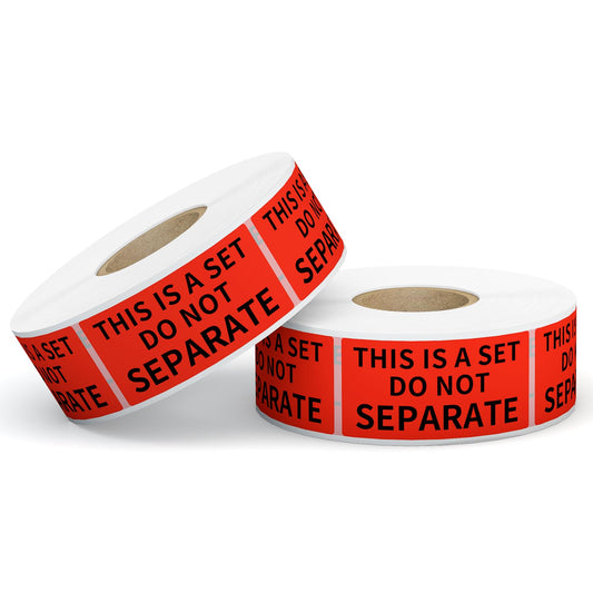 1" x 2" This is a Set Do Not Separate Stickers, Fluorescent Red Packing Labels for Shipping Bundle Sets and Multi-Pack Products Permanent Adhesive (2 Rolls, Total 1000 Labels) Red and Black