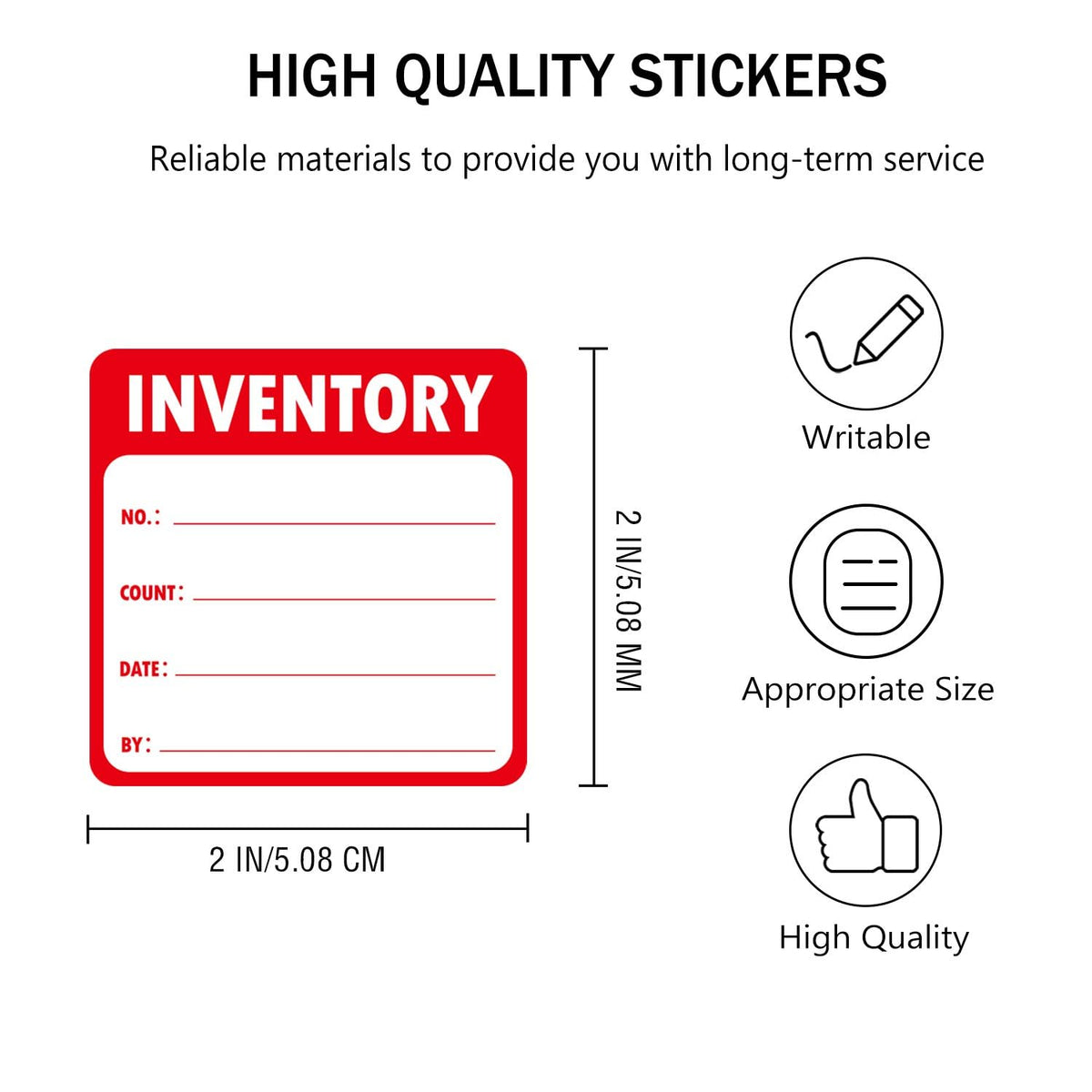 Inventory Control Labels 2x2 Inch Red Fluorescent Stickers for Warehouse