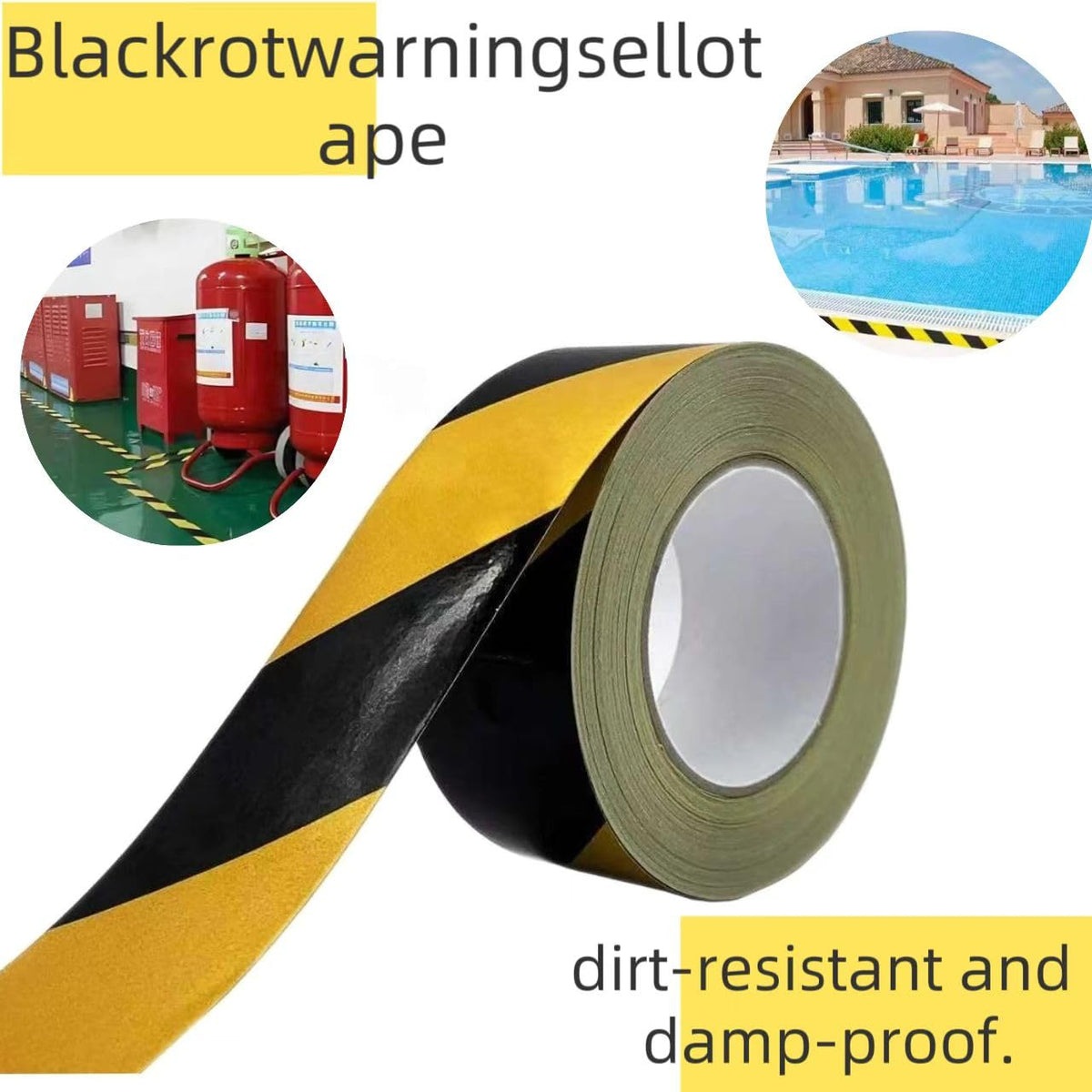 1 Roll 2" x 110ft Black and Yellow Hazard Warning Safety Tape for Floor Marking, Suitable for Marking Walls, Floors, Pipes, and Equipment, High-Tack Wear-Resistant