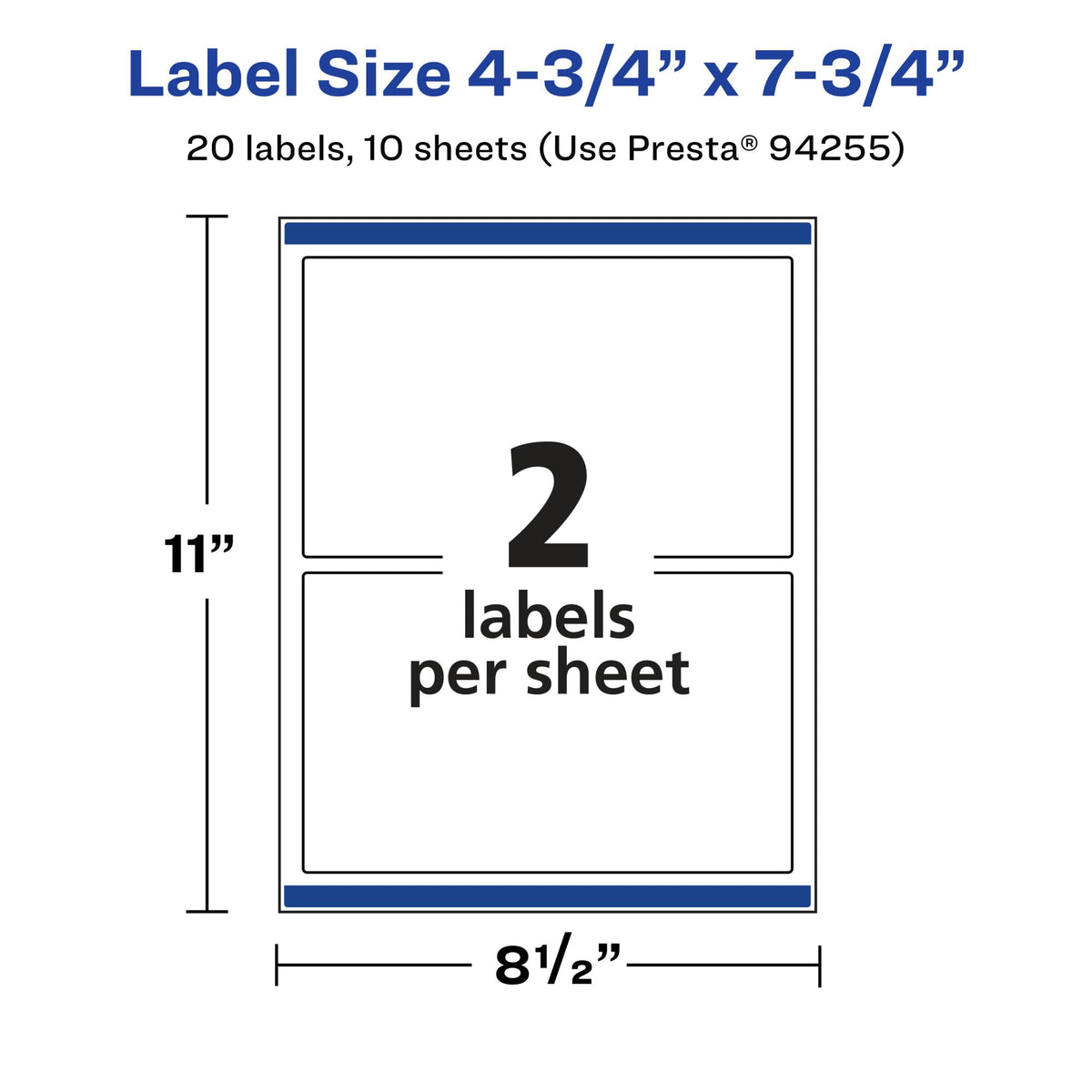 Avery® Glossy Clear Rectangle Labels, Sure Feed® Technology, 4.75" x 7.75", 20 Glossy Clear Labels, Print-to-The-Edge, Laser/Inkjet Printable 20 labels