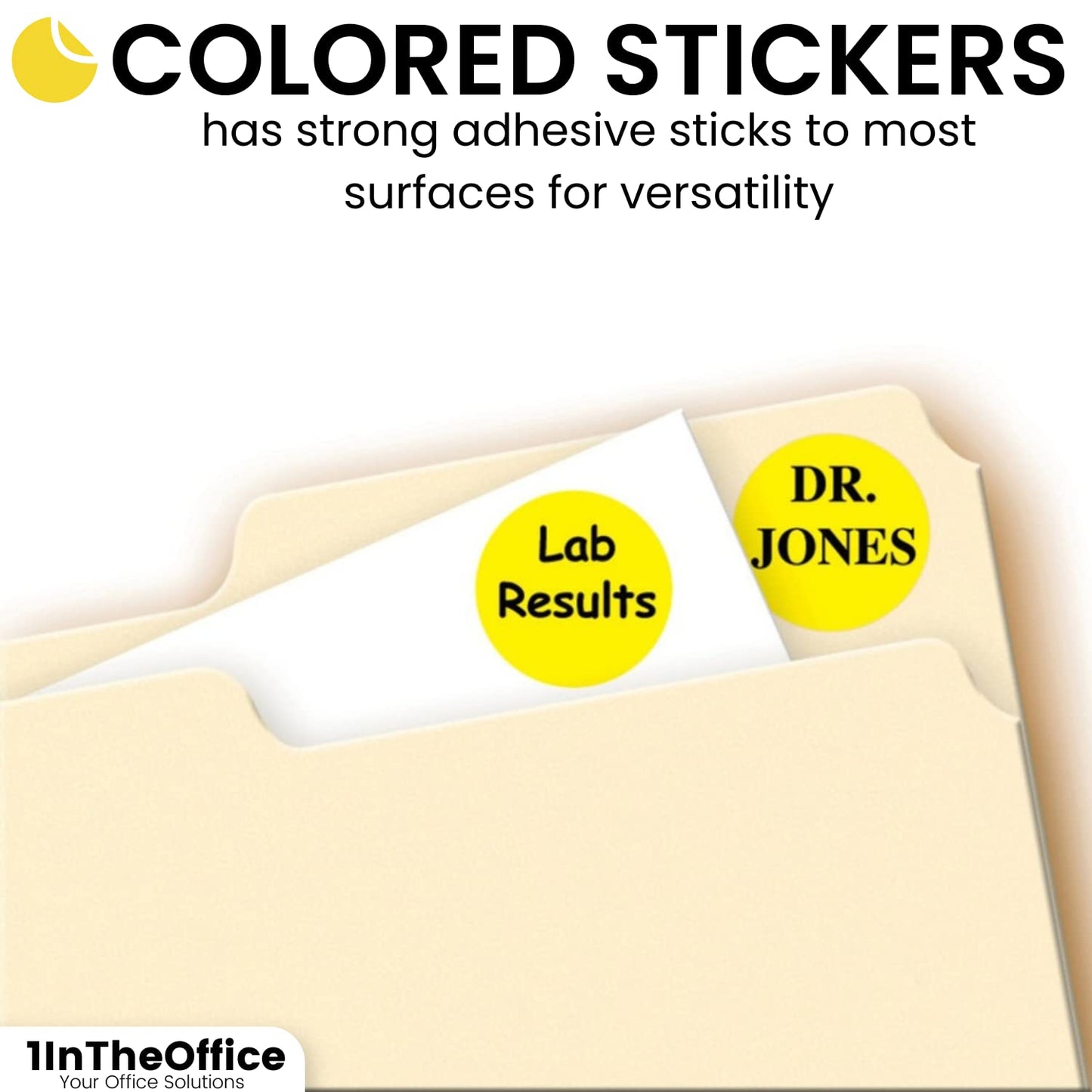 1InTheOffice Round Yellow Sticker, Dot Yellow Sticker Label Yellow, Bright Yellow Sticker 3/4, 1008 Pieces, 2 Pack
