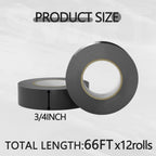 SWRT 0.75" x66ft 12 Pack Electrical Tape, Waterproof Flame Retardant Black