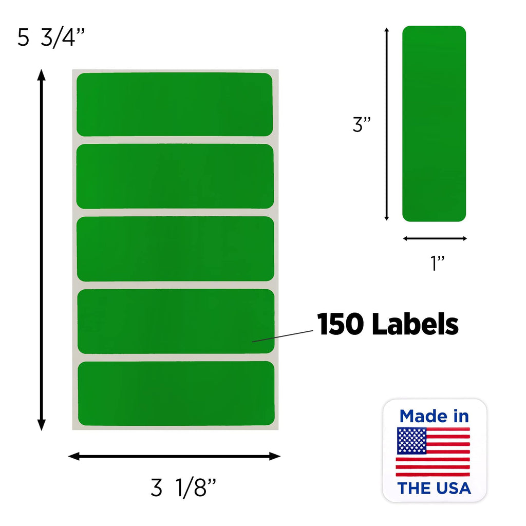 ChromaLabel 1x3 inch removable color code rectangle labels in assorted colors, 150 stickers per pack for organization and labeling