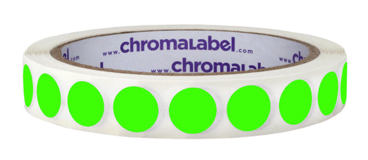 ChromaLabel 0.50 Inch Round Label Removable Color Code Dot Stickers, 1000 Labels per Roll, Fluorescent Green 1/2"
