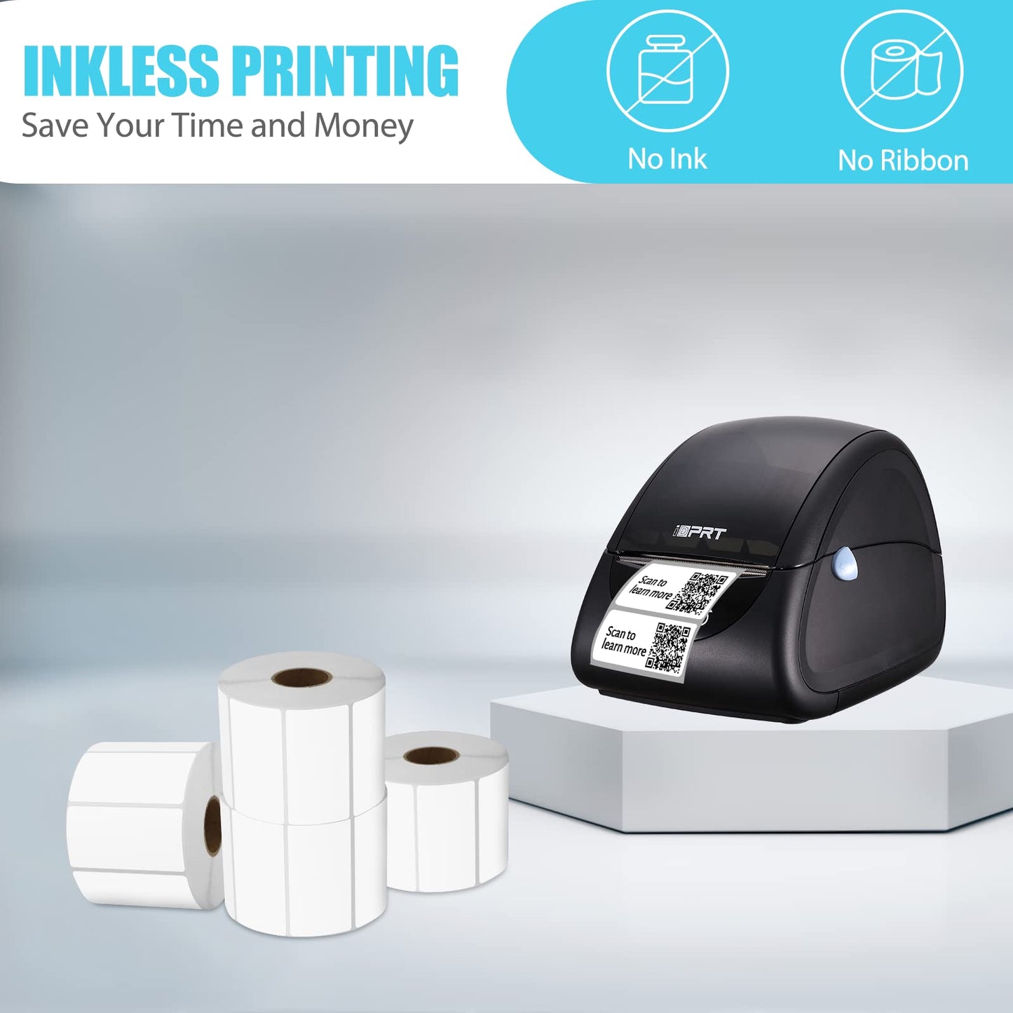 iDPRT 2.28' 1.18' Multi-Purpose Direct Thermal Labels (58mm30mm), Self-Adhesive Thermal Sticker for Address, Barcode, Compatible with iDPRT, Rollo, Zebra, etc, 1 Roll - 1000pcs, White 2.28” × 1.18”(58mm×30mm)