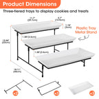 3 Tier Cookie Display Stand, Suitable for Party & Family Gatherings, Tiered Dessert Tray Applicable to Cookies, Desserts, Cupcakes, Fruits, Made of White Color Plastic Trays and Foldable Metal Stand