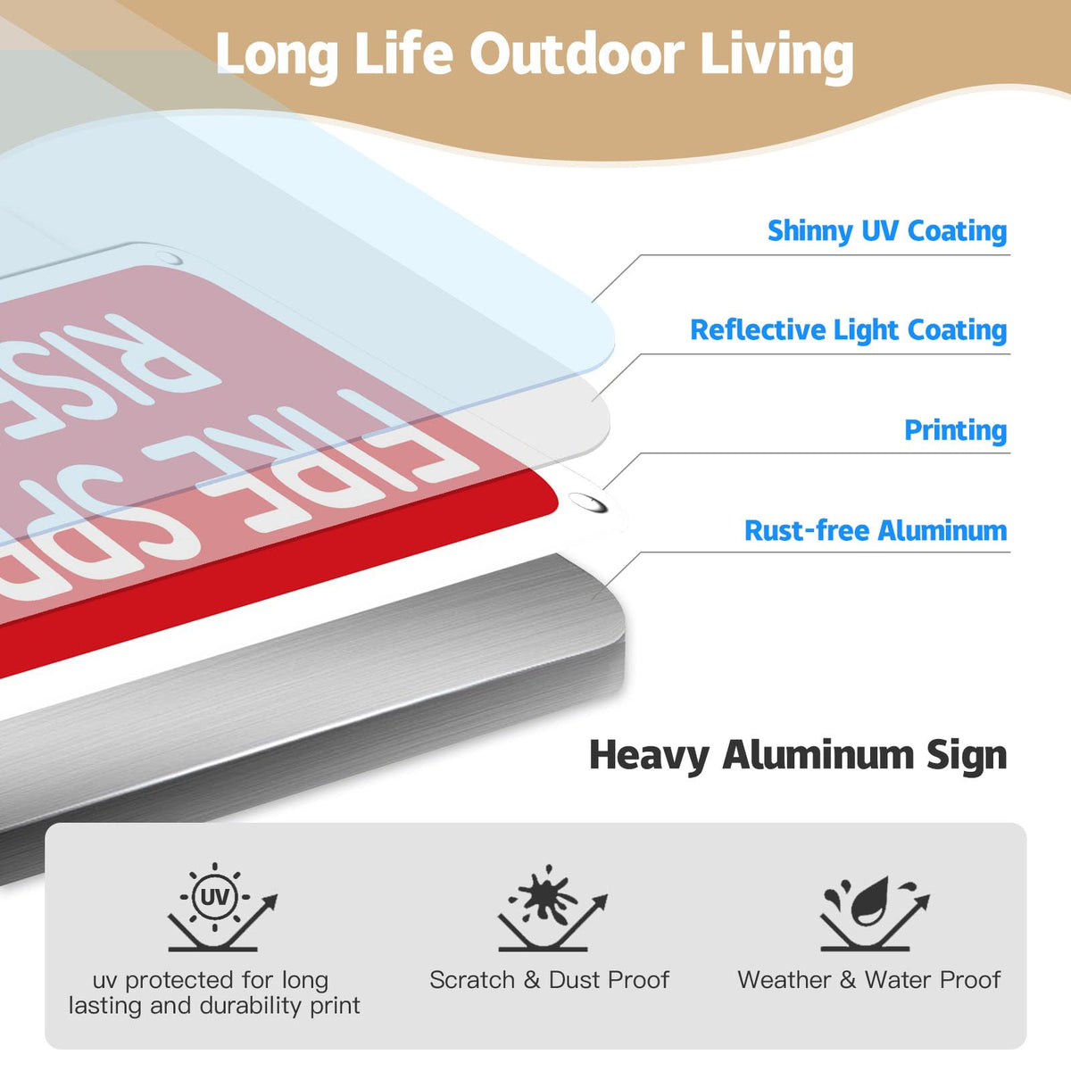 (2 Pack) 9 x 3 Inches Fire Sprinkler Riser Room Sign, Reflective Rust Free Aluminum, Self-Adhesive, Weather, Scratch, Water & Fade Resistance, Indoor & Outdoor (Red)- Large