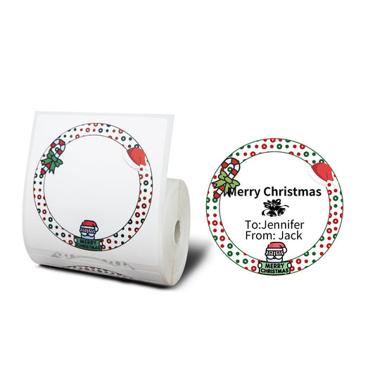 PUQU 2 inch Christmas Santa Direct Thermal Labels, Color Coding Dot Labels for AQ/Q1 Printer, Waterproof, Oil-Proof Self Adhesive Stickers for Xmas New Year Business, 150 Pcs Per Roll B/1 Rolls/320 Labels 50x50mm