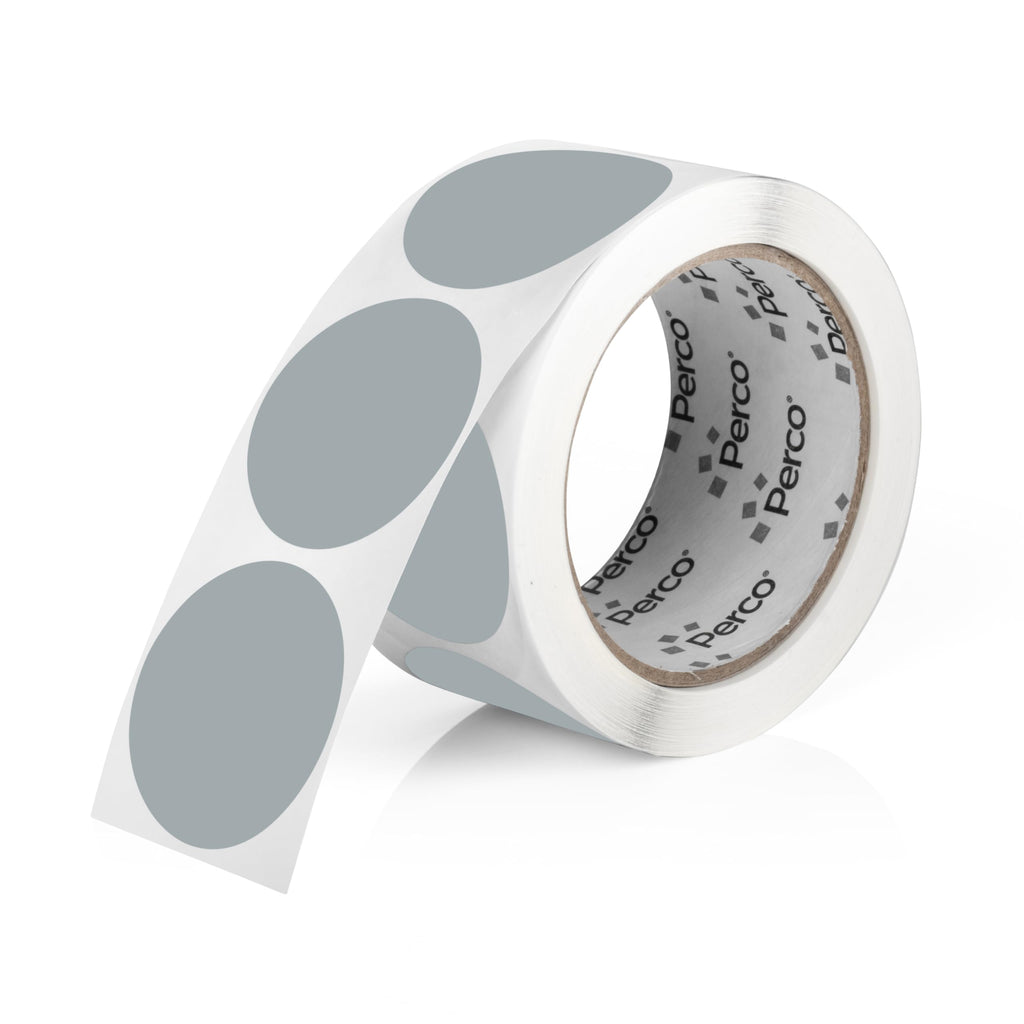 Perco Grey 2-Inch Round Circle Dot Sticker Labels with Permanent Adhesive - 500 Labels per Roll - Vibrant Colors, Strong Adhesion - Made in USA 1 Roll