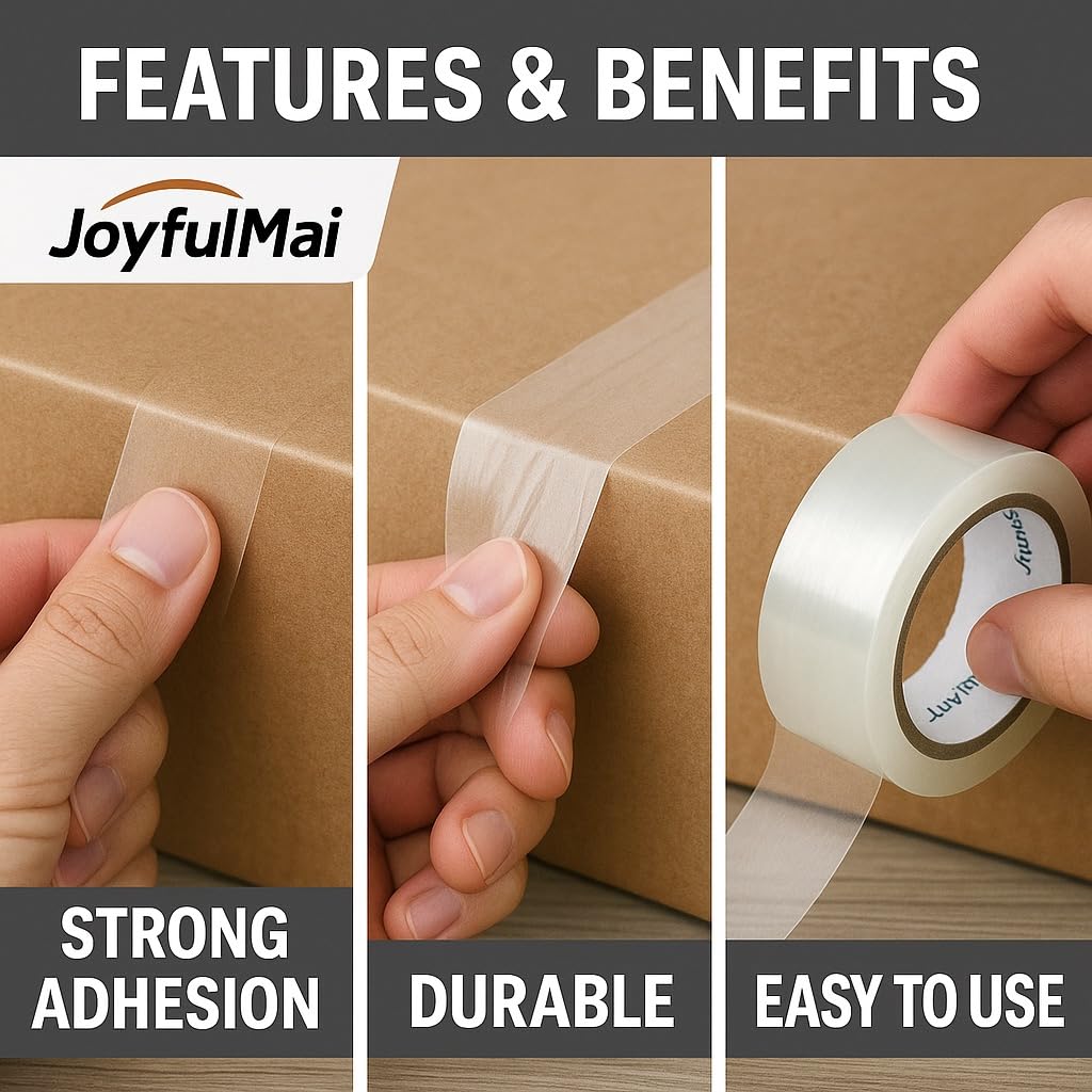 Clear Packing Tape, 6 Rolls 1.88inches Wide, 65 Yards Per Roll, 390 Total Yards Tape for Shipping Packaging Moving Sealing, Thicker Clear Packing Tape, (2.7Mil x 1.88" x 65Yds) 2.7Mil x 1.88" x 65Yds
