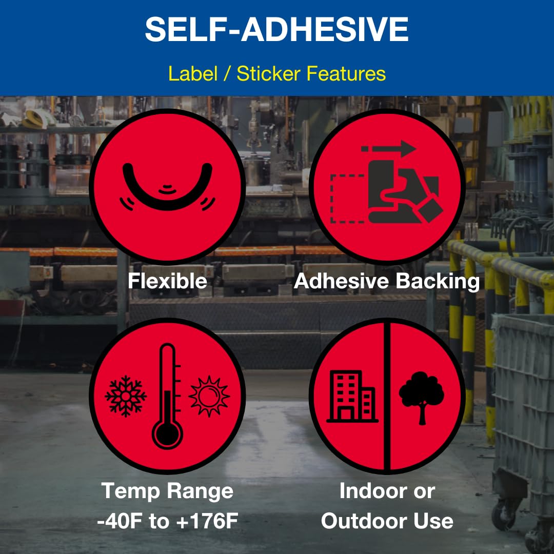 ComplianceSigns.com CAUTION Pinch Point Keep Hands Clear ANSI Bilingual Safety Label Decal, 5x3.5 inch 4-Pack Vinyl for Machinery