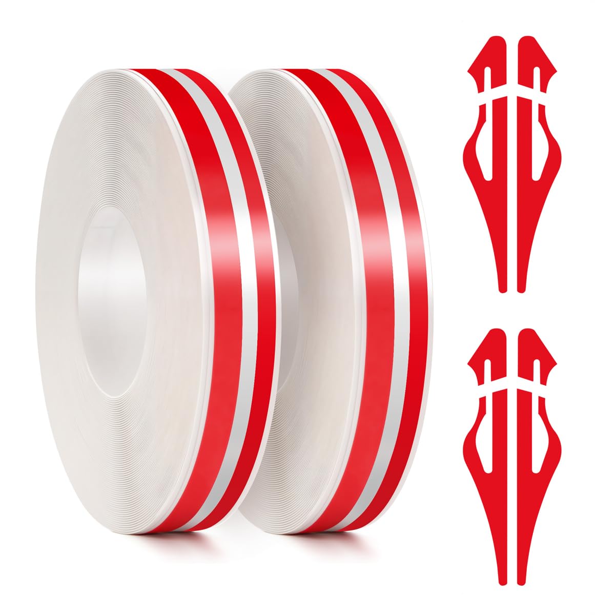 2 Rolls 32Ft Black Car Pinstripe Tape + 2 Rolls 32Ft Red Car Pinstripe Tape