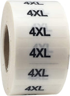 InStockLabels 4XL Clothing Size Stickers, 1.25 x 5 Inch, 125 Labels