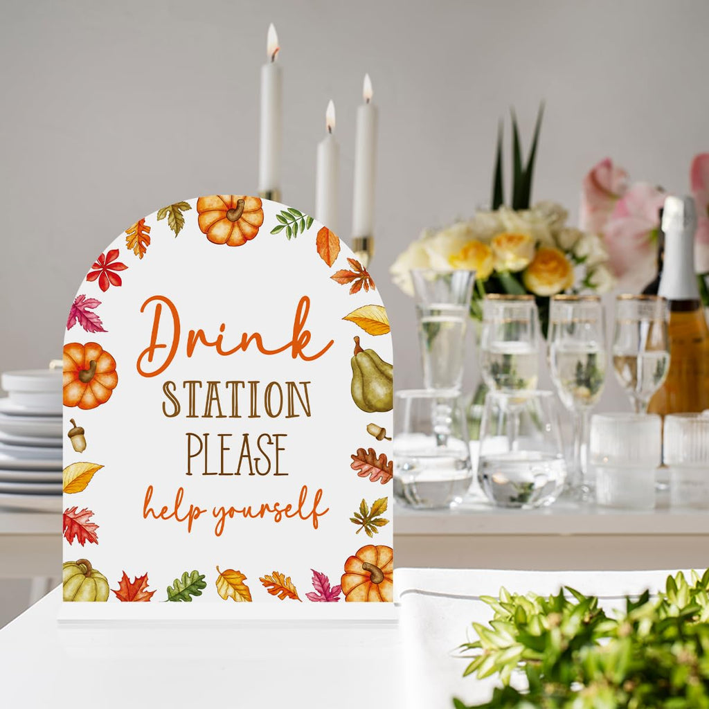 Fall Drink Bar Sign Drink Station Decor for Wedding Fall Festival 8"x10"