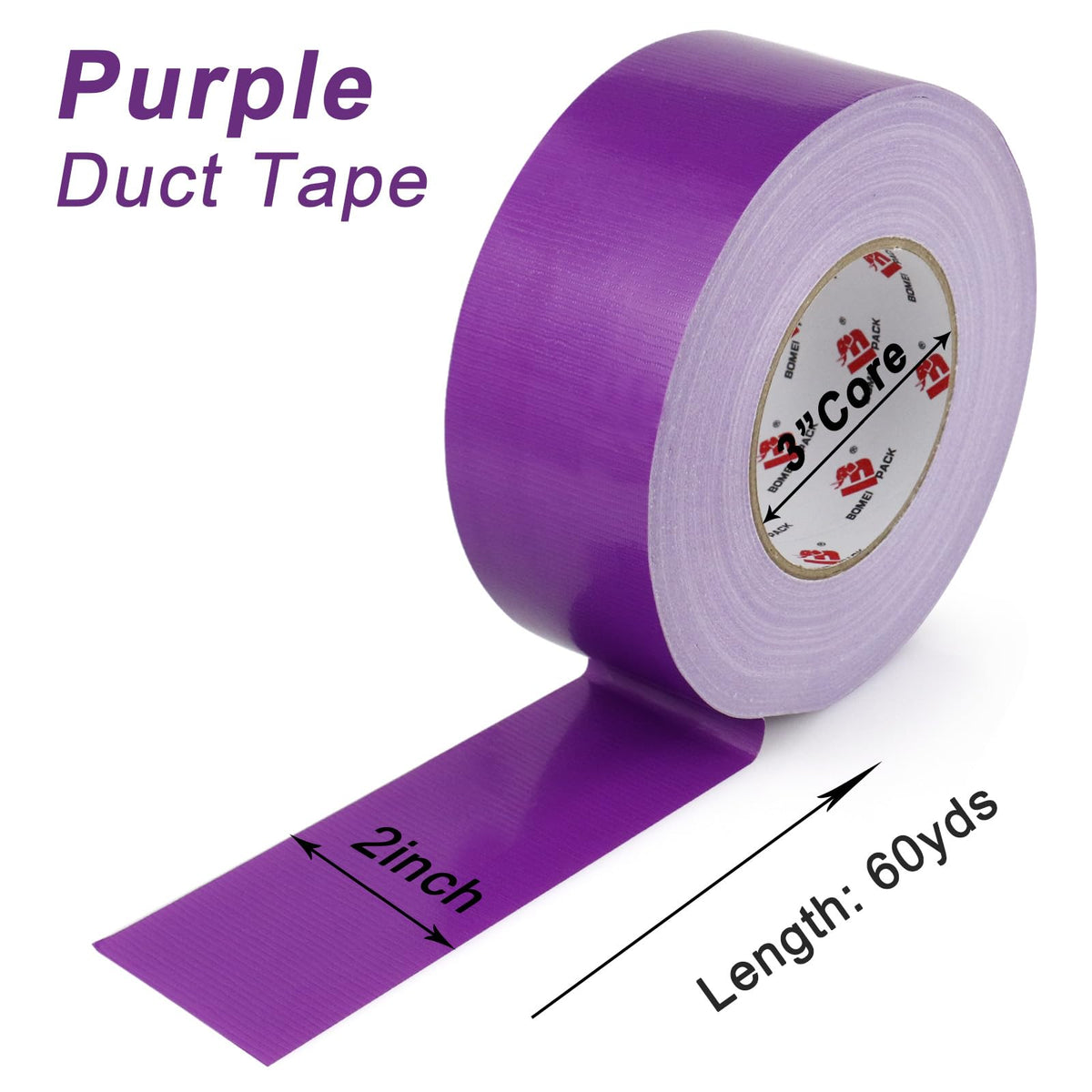 BOMEI PACK Duct Tape Heavy Duty,2 Inch x 60 Yards,Waterproof and Tear by Hand,Strong Strength,Residue Free,Flexible and All Weather-Value for Repair,Home and Professional Use (Purple) purple