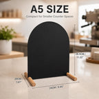Tabletop Menu Display Stand with Magnetic Letters and Writable Board Matte Black Metal A5 Horizontal (11 × 6.7 in)