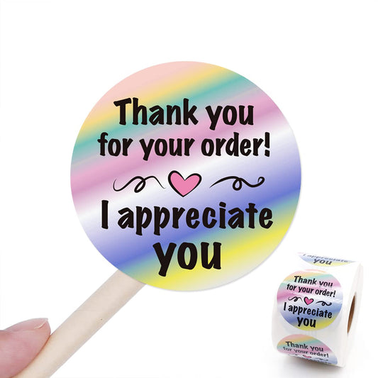 Wailozco Stickers, Colorful Thank You Labels for Small Business, Online Retailers, Handmade Goods, 500 Labels Per Roll Thank You for Your Order 2