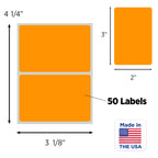 ChromaLabel 2x3 inch fluorescent orange rectangular color-coding inventory labels, 50 stickers per pack, for organizing and tagging.