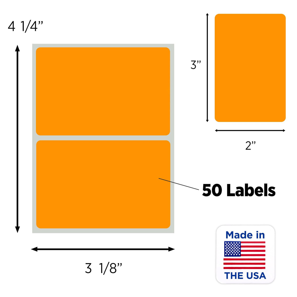 ChromaLabel 2x3 inch fluorescent orange rectangular color-coding inventory labels, 50 stickers per pack, for organizing and tagging.