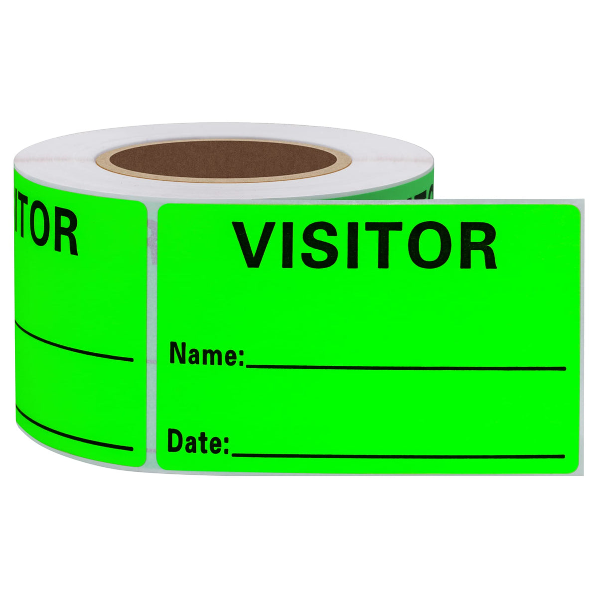 Visitor Pass Labels Name Identification Stickers 2×3 Inch, 10 Rolls Per Color（Fluorescent Green & Blue） 20 Rolls Total 6000 Stickers