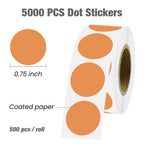 5000 PCS Colored Dot Stickers 3/4" Circle Round Color Coding Labels
