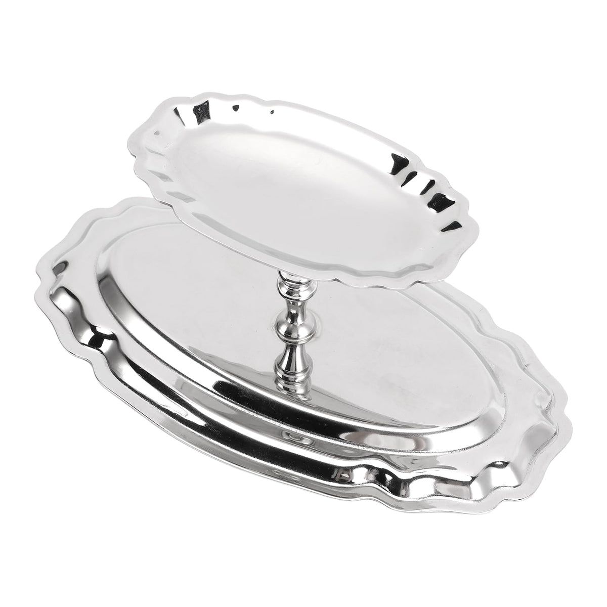 Dessert Platter with Pedestal, 304 Stainless Steel Oval Footed Plate