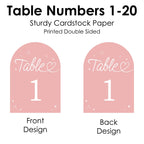 Big Dot of Happiness Wedding Hearts Pink Table Numbers, Engagement and Anniversary Party Decor, Wedding Centerpieces, Double-Sided 5 x 7 inches Cards, Table Numbers - 1-20