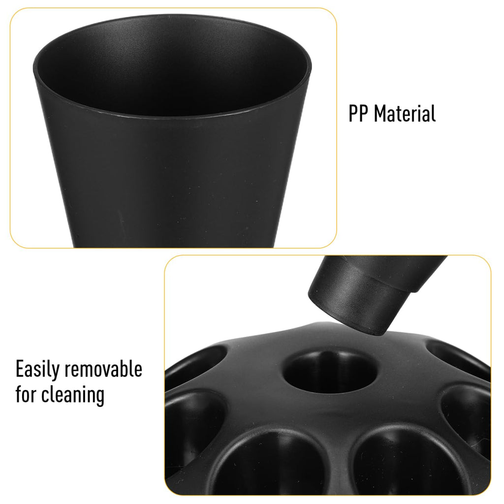 Hemobllo Piping Bag Holder Stand, Black Stainless Steel Pastry Rack with Nozzle Slots & Easy-Fill Design for Mess-Free Cake Decorating, for Home Bakers & Professionals 8.49x7.47 in