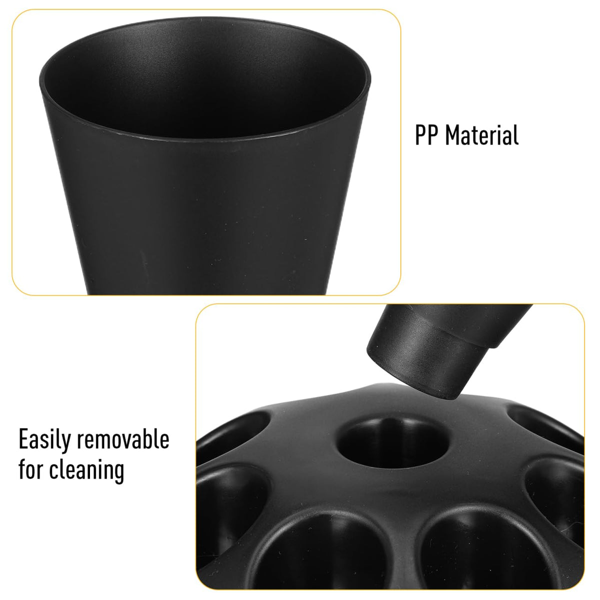 Hemobllo Piping Bag Holder Stand, Black Stainless Steel Pastry Rack with Nozzle Slots & Easy-Fill Design for Mess-Free Cake Decorating, for Home Bakers & Professionals 8.49x7.47 in