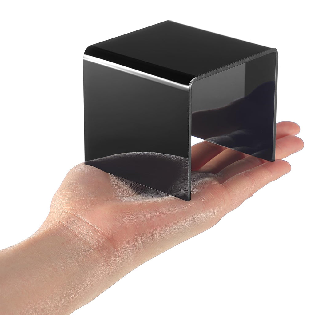Chuangdi 20 Pcs Acrylic Display Risers, Black Plastic Product Stand Large Set