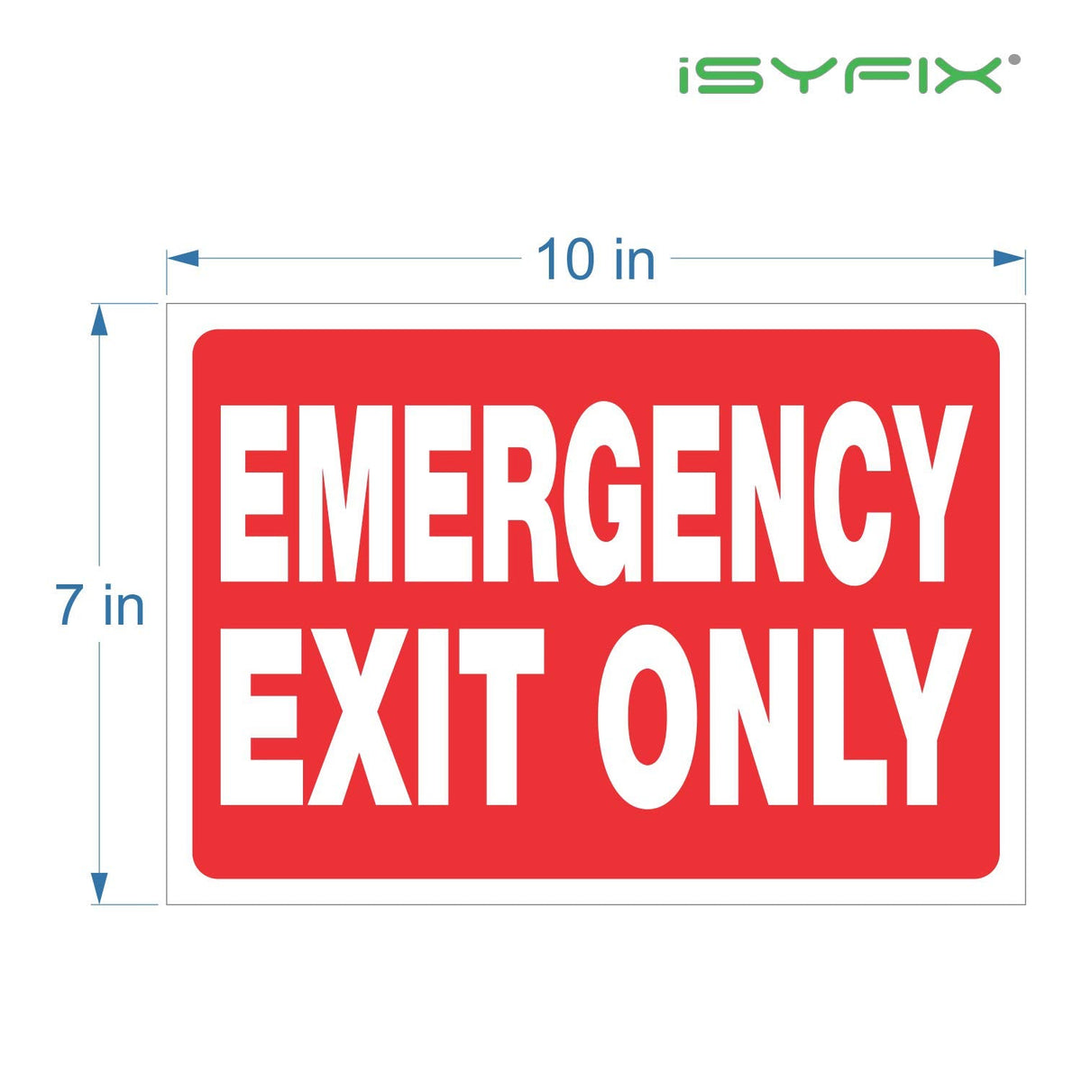 iSYFIX Emergency Exit Only Signs Stickers, 10x7 Inch, 12 Pack 12 Pk 10x7 Sticker Red