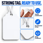 EasyTwelve Price Tags with String Attached, 1000 White Tags, 1.75 x 1.09 in