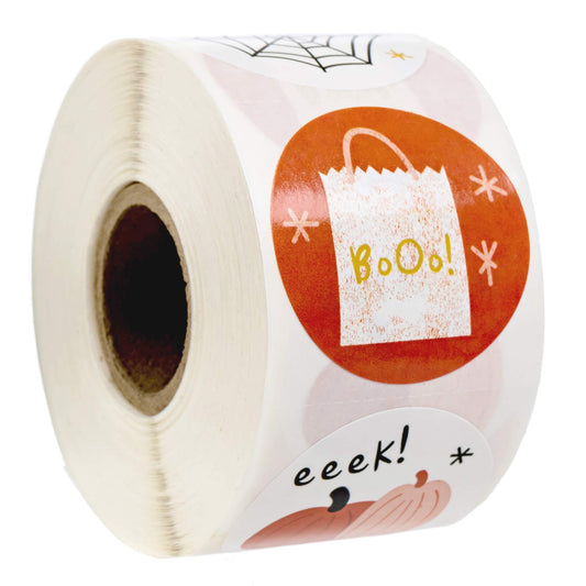Halloween Stamp Style Stickers / 500 Spooky Fall Labels / 6 Alternating Designs / 1.5" Autumn Pumpkin Sticker/Made in The USA