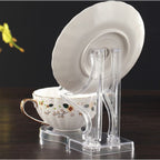 Tea Cup and Saucer Display Stands Coffee Teacups Shelf Display Rack High Legs 4 Packs
