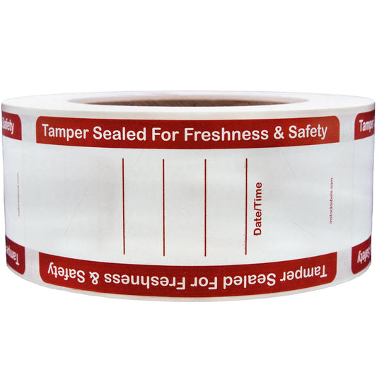 500 White Tamper Evident Food Seal Stickers with Date and Time, Labels for Food Containers, 2 x 4 Inches, Writable Tamper Proof Stickers, Tamper Evident Tape - Ideal for Secure Food Delivery 500