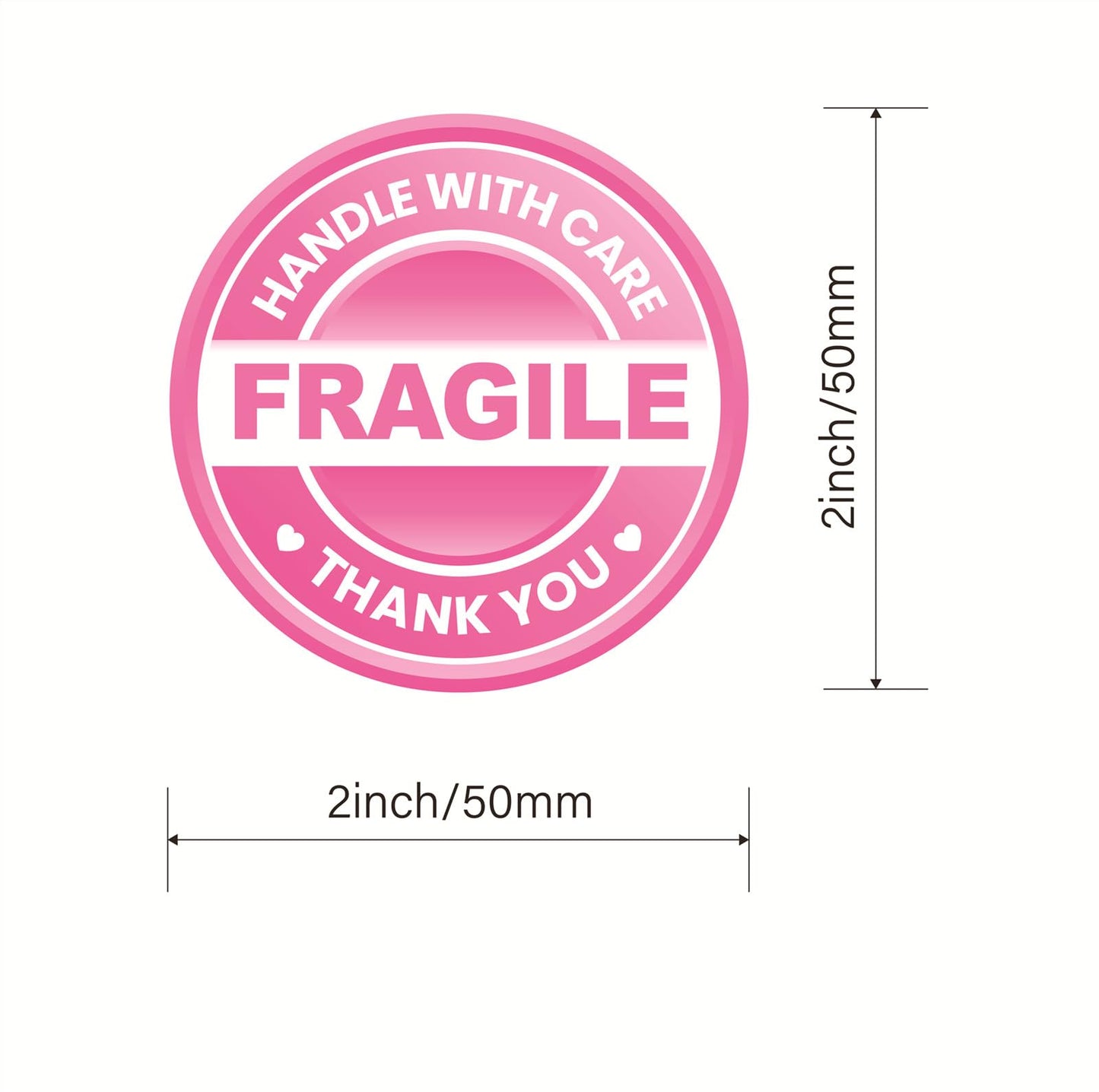 Fragile Sticker,2inch 300pcs Round Fragile Handle with Care Thank You Sticker for Shipping