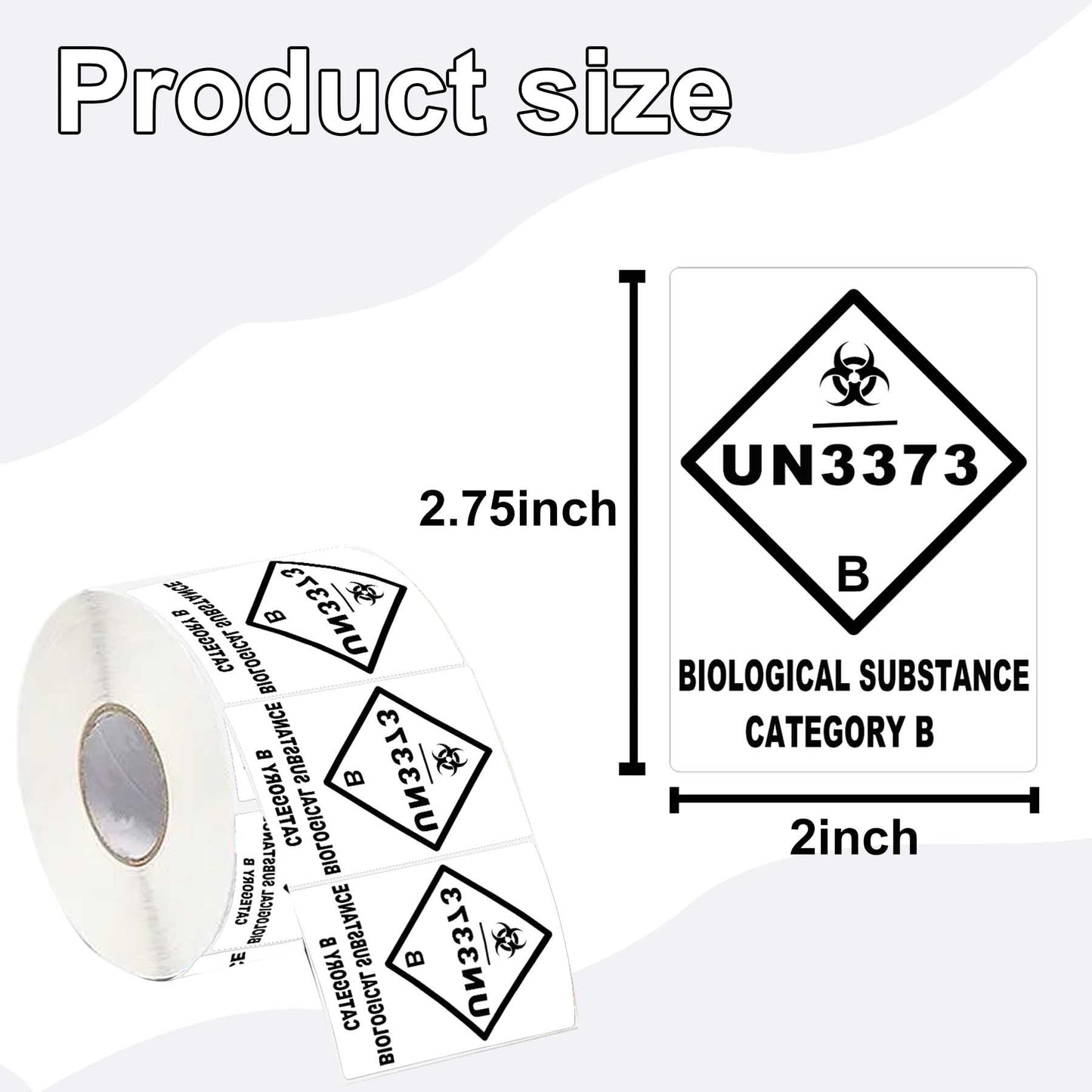 UN3373 Labels for Biological Substance Category B Stickers 2 x 2.75 Inch - UN3373 Caution Warning Labels Shipping Stickers 250 Pcs