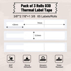 Phomemo D30 Label Maker Tape Cable Wire Label Tape, Black on White Sticker White/White/White
