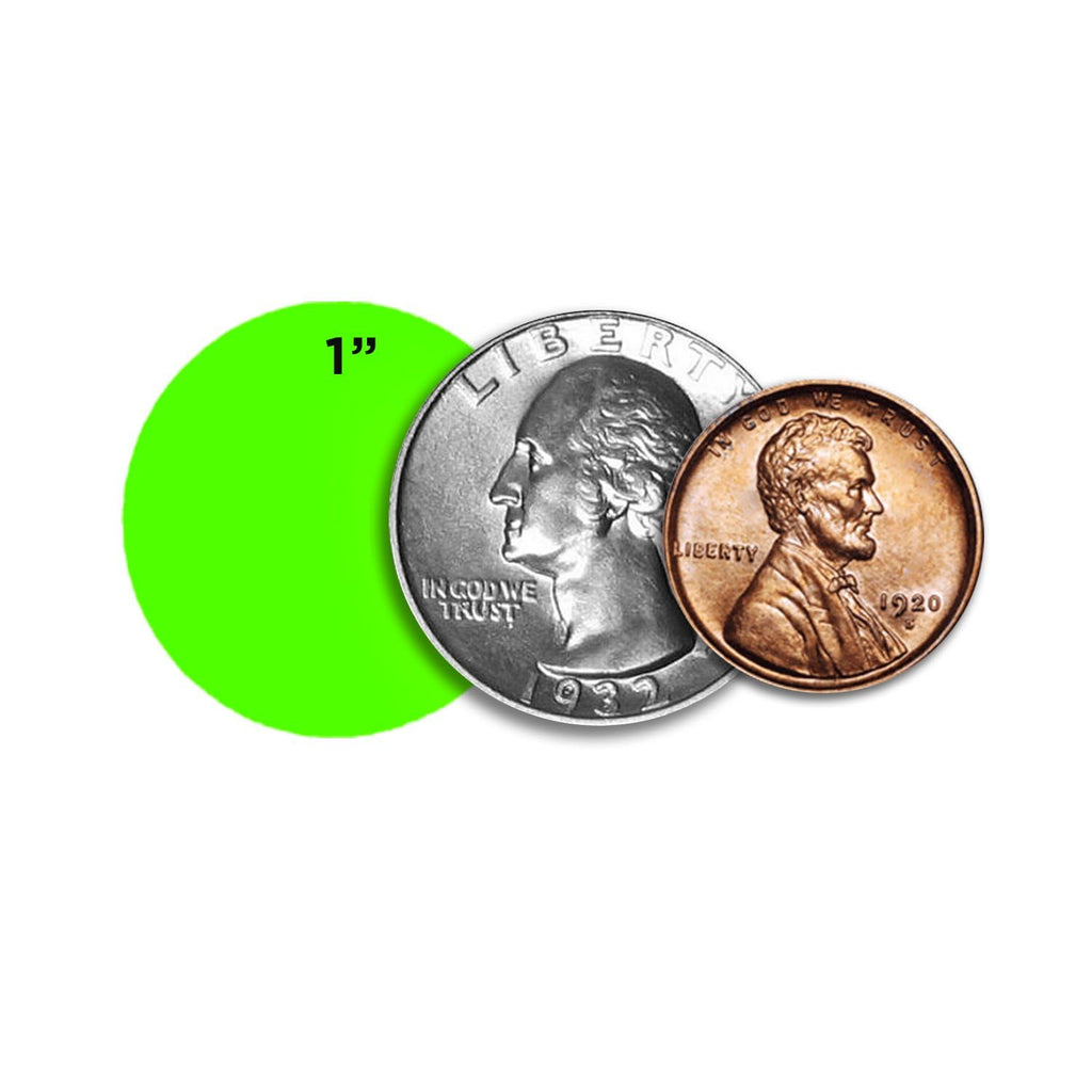 ChromaLabel 1 Inch fluorescent green round target pasters for shooting and marksmanship, 1000 labels in dispenser box