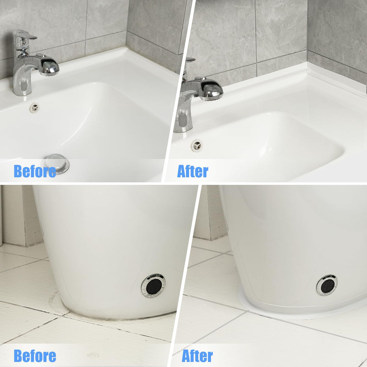 Caulk Strip, 2 Pack 1.5' x 10.5Ft Caulk Strip for Bathtub Self Adhesive Caulk Tape Caulking Sealing Tape for Kitchen Countertop,Sink,Bathroom,Toilet,and Bathtub Floor Wall Edge Protector 2 Rolls