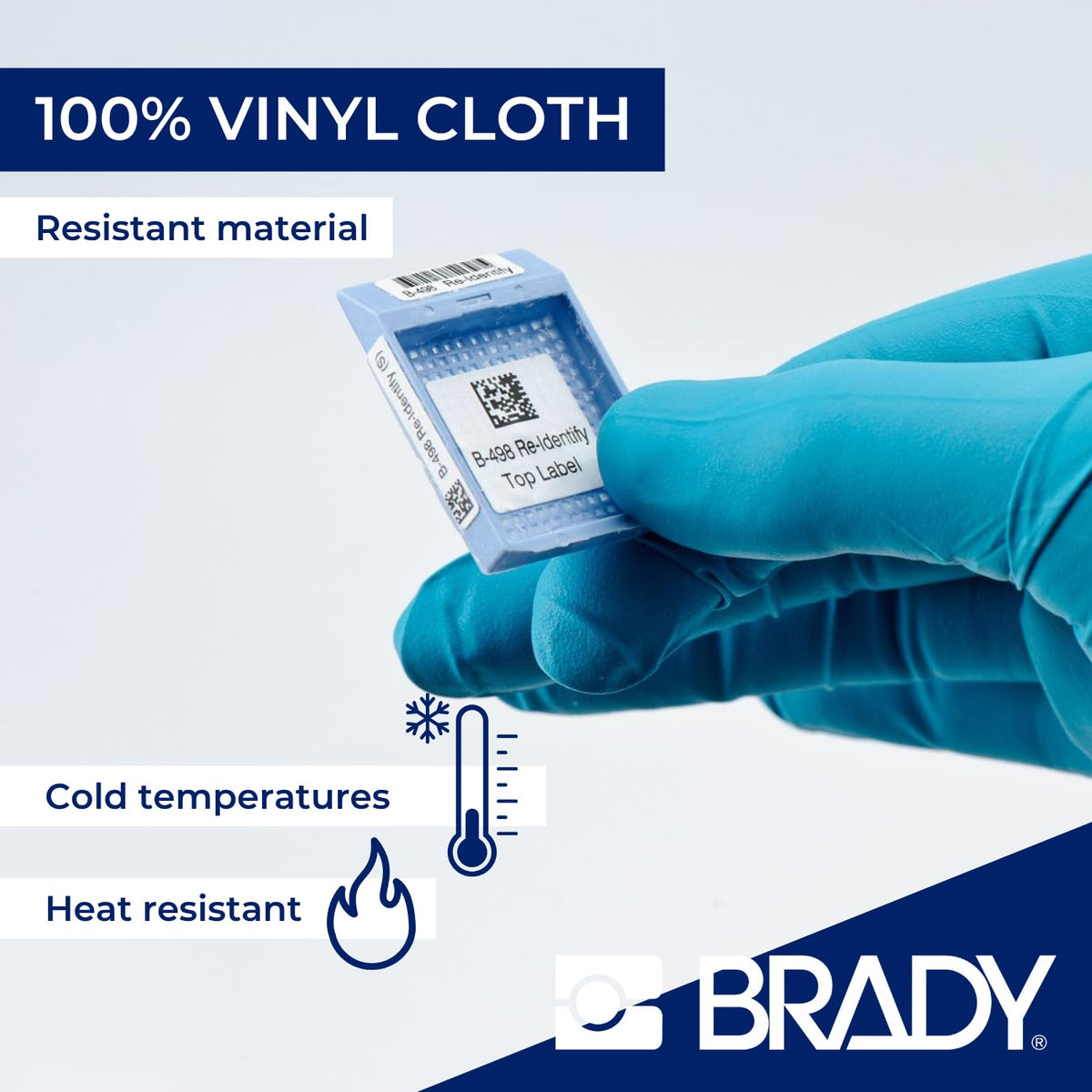 Brady Authentic (M4C-375-498) Repositionable Multi-Purpose Vinyl Cloth Labels 0.375" W x 20' L Black on White. for use with The BMP41, BMP51, and M511 Label Printers