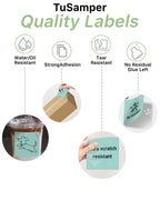 3"x3" Square Thermal Labels Stickers, Green, 500 Sheets/Roll