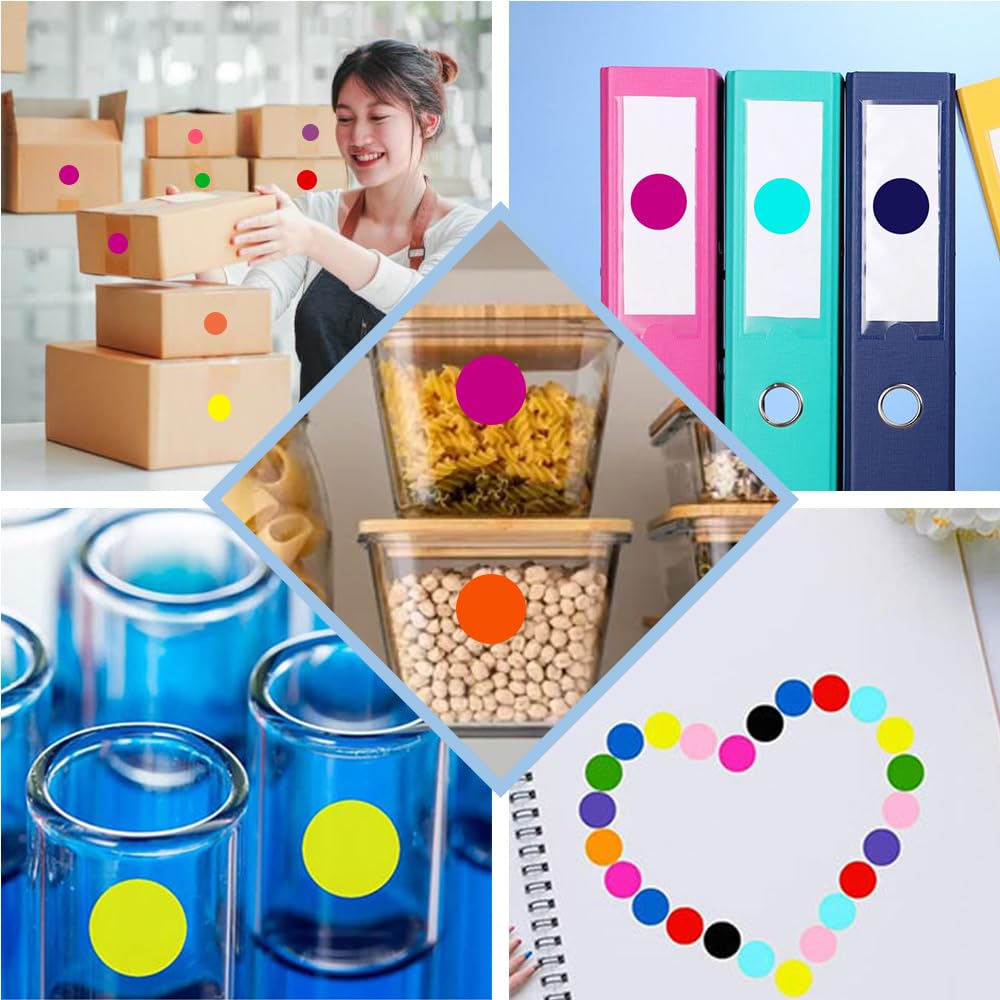 Dot Stickers, 2100 PCS Colored Dot Stickers, Round Color Coding Labels, 3/4" Circle Sticker Labels, 10 Colors Small Circle Dots Price Stickers for Toddlers, Classroom, Office, Student, Family, Papers B Style 2100pcs