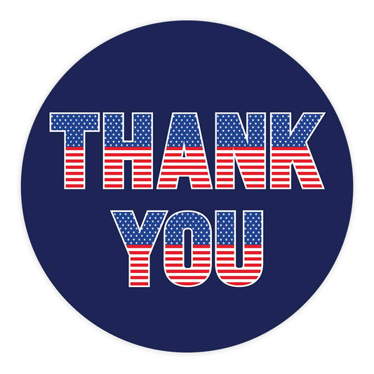 Andaz Press 40 Pack 4th of July Stickers, 2" Navy Blue Thank You American Flag Fourth of July Stickers, USA Patriotic Stickers 4th of July Party Favors Memorial Day Veterans Day Red Sticker