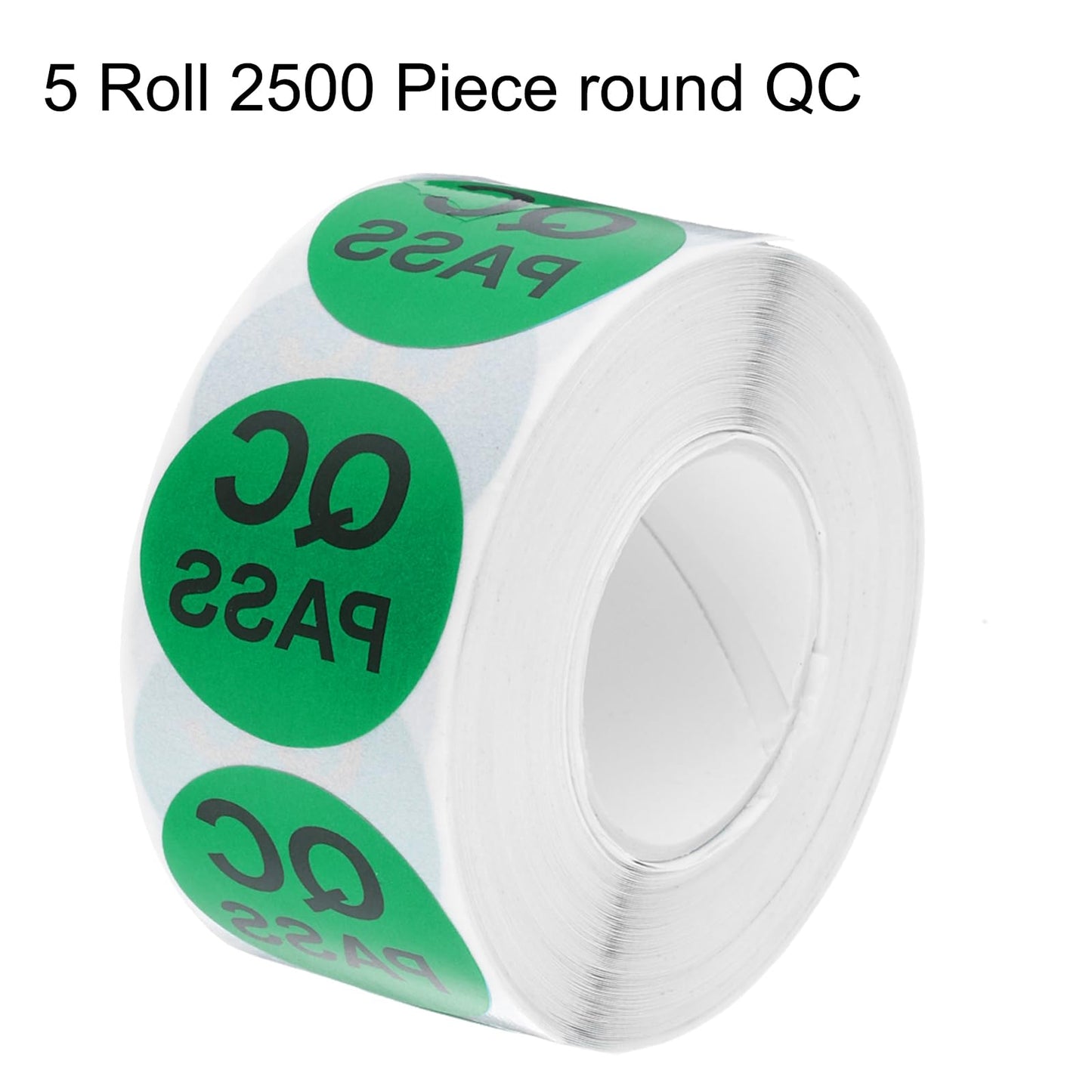 MECCANIXITY Inventory QC Pass Stickers Labels 25mm/1" Green for Inventory Warehouse Stock, 5 Roll 2500 Piece