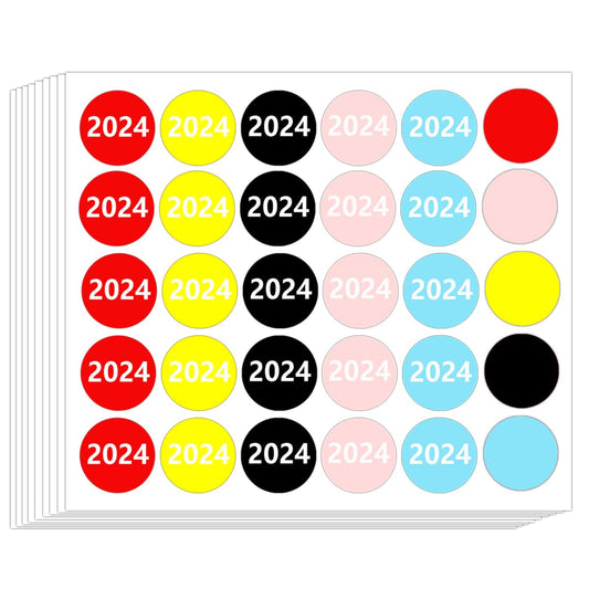 2024 Circle Dot Stickers,0.75 Inch 2024 Year Stickers Color Coded Filing Labels 2024 Year Tabs Organization Label Office Supplies,425 Pcs
