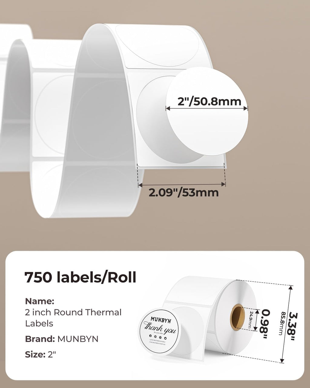 4x6 Blue Direct Thermal Shipping Labels 500 Labels/Stack+2" Circle Thermal Labels 750 Labels/Roll