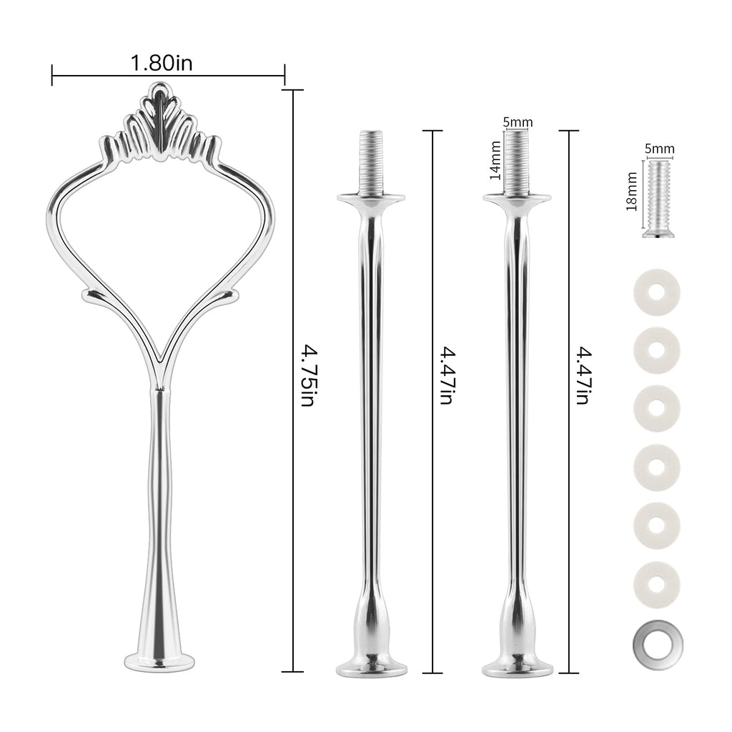 3 Tier Cake Stand Hardware Tiered Tray Hardware, 6 Sets Cake Stand Fittings Hardware for Cake Stand Mold, Silver Crown, Decoration Accessories for Wedding Family Banquet