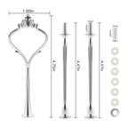 3 Tier Cake Stand Hardware Tiered Tray Hardware, 6 Sets Cake Stand Fittings Hardware for Cake Stand Mold, Silver Crown, Decoration Accessories for Wedding Family Banquet